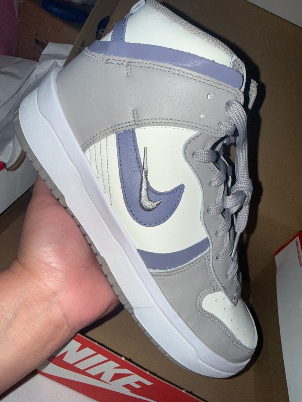 Nike Mid-Top Sneaker in White, Gray & Lavender - Women’s
